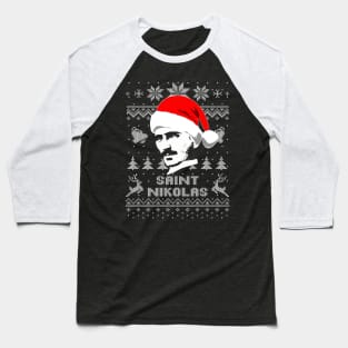 Nikola Tesla Saint Nikolas Baseball T-Shirt